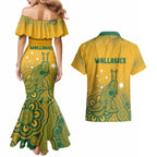 Australia Rugby Couples Matching Mermaid Dress and Hawaiian Shirt Wallabies Aboriginal Pattern