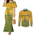 Australia Rugby Couples Matching Mermaid Dress and Long Sleeve Button Shirt Wallabies Aboriginal Pattern