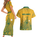 Australia Rugby Couples Matching Short Sleeve Bodycon Dress and Hawaiian Shirt Wallabies Aboriginal Pattern