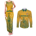 Australia Rugby Couples Matching Tank Maxi Dress and Long Sleeve Button Shirt Wallabies Aboriginal Pattern