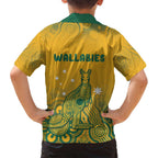 Australia Rugby Family Matching Long Sleeve Bodycon Dress and Hawaiian Shirt Wallabies Aboriginal Pattern