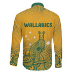 Australia Rugby Family Matching Long Sleeve Bodycon Dress and Hawaiian Shirt Wallabies Aboriginal Pattern