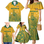 Australia Rugby Family Matching Mermaid Dress and Hawaiian Shirt Wallabies Aboriginal Pattern