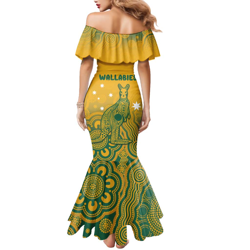 Australia Rugby Family Matching Mermaid Dress and Hawaiian Shirt Wallabies Aboriginal Pattern