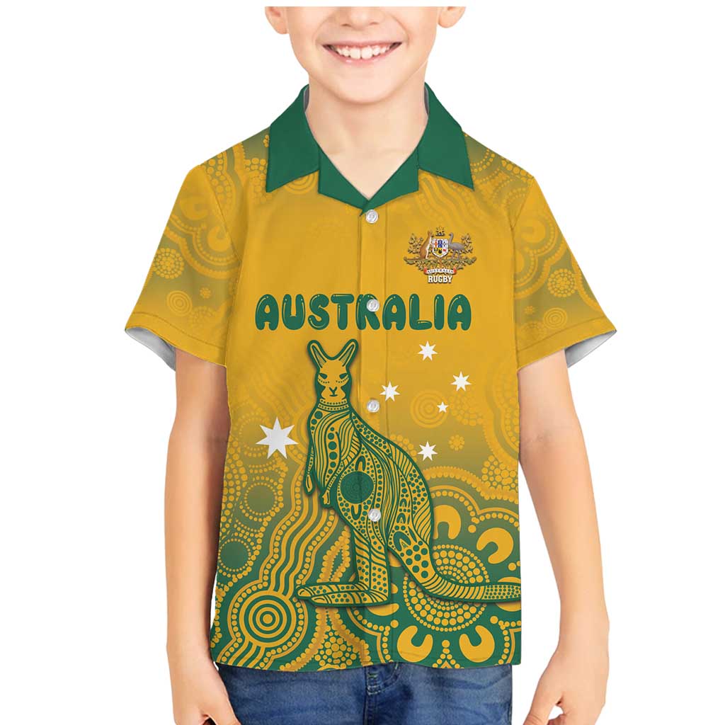 Australia Rugby Family Matching Mermaid Dress and Hawaiian Shirt Wallabies Aboriginal Pattern