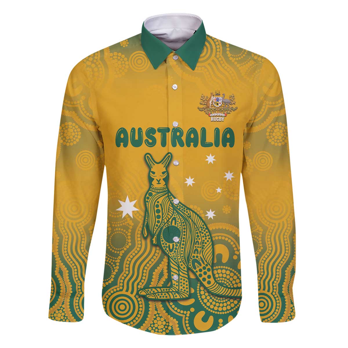 Australia Rugby Family Matching Off The Shoulder Long Sleeve Dress and Hawaiian Shirt Wallabies Aboriginal Pattern