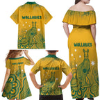 Australia Rugby Family Matching Off Shoulder Maxi Dress and Hawaiian Shirt Wallabies Aboriginal Pattern