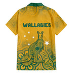 Australia Rugby Family Matching Short Sleeve Bodycon Dress and Hawaiian Shirt Wallabies Aboriginal Pattern