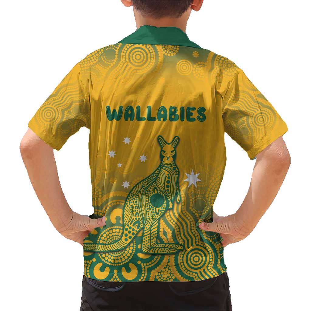 Australia Rugby Family Matching Summer Maxi Dress and Hawaiian Shirt Wallabies Aboriginal Pattern