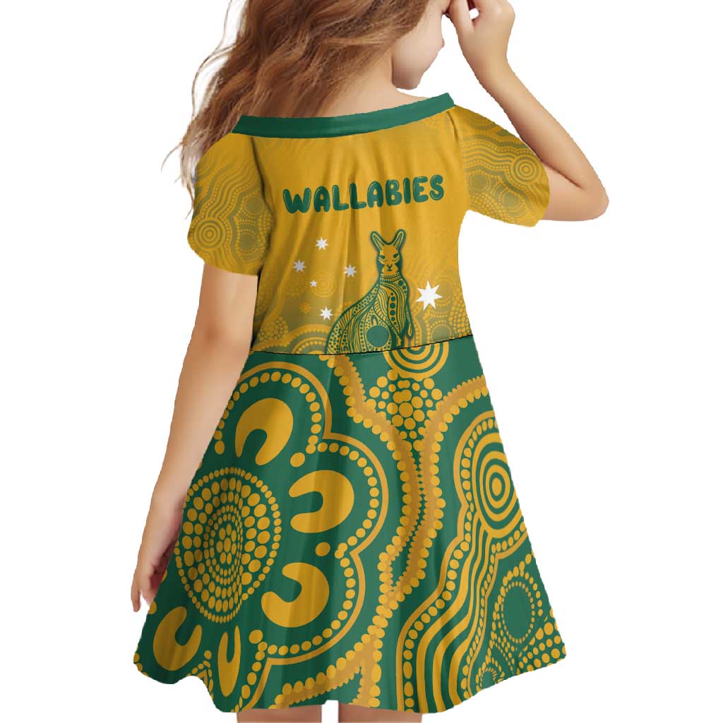 Australia Rugby Family Matching Summer Maxi Dress and Hawaiian Shirt Wallabies Aboriginal Pattern