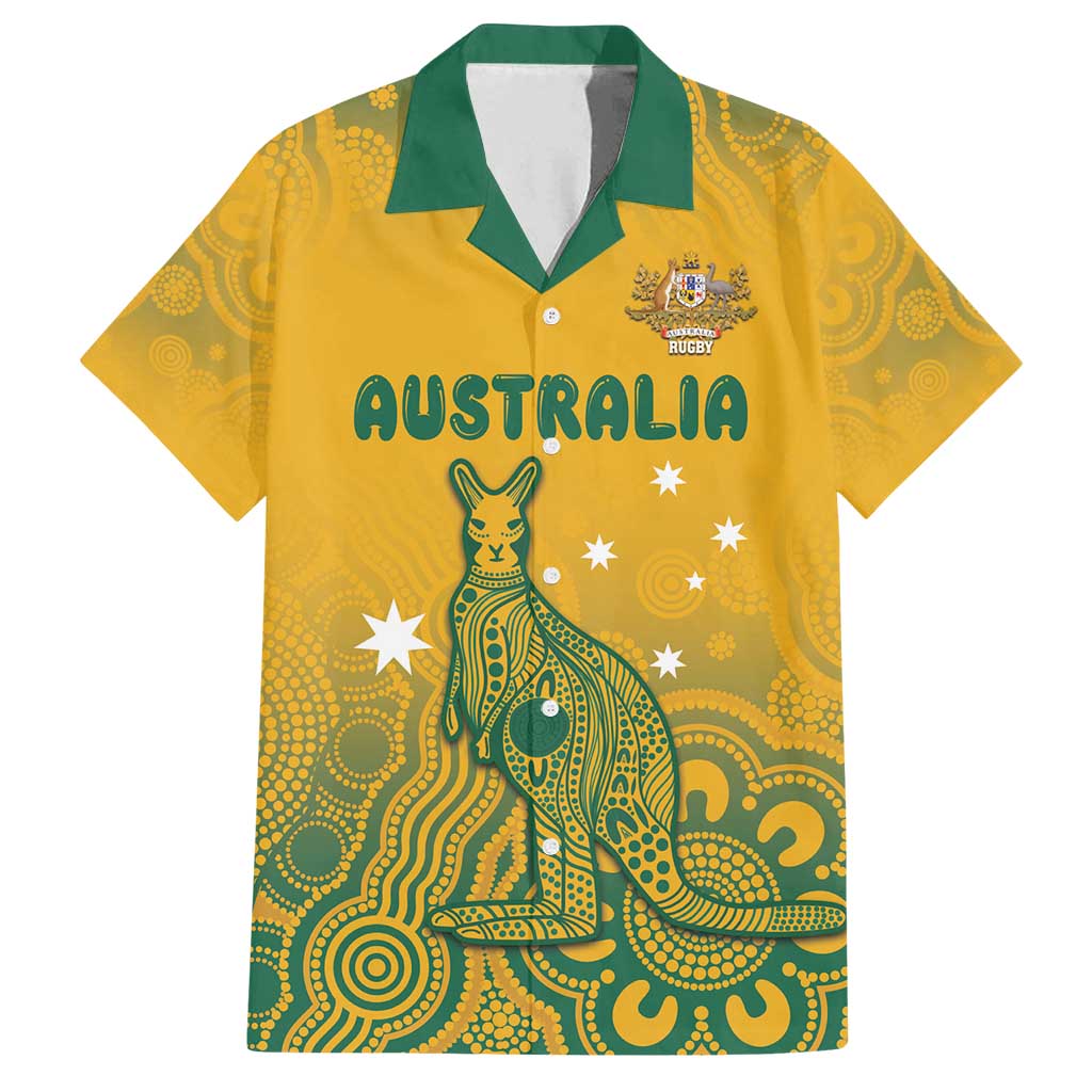 Australia Rugby Family Matching Summer Maxi Dress and Hawaiian Shirt Wallabies Aboriginal Pattern
