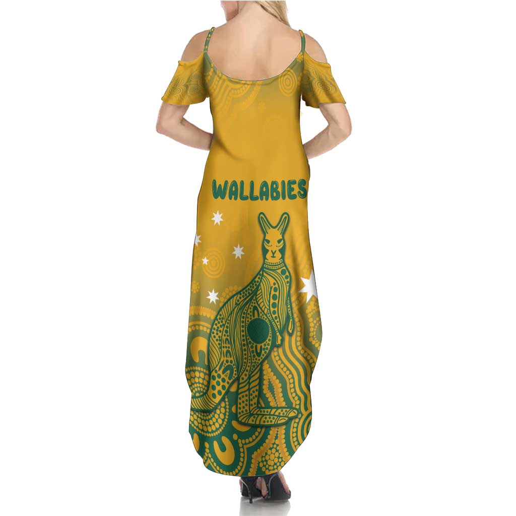 Australia Rugby Family Matching Summer Maxi Dress and Hawaiian Shirt Wallabies Aboriginal Pattern