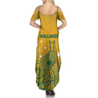 Australia Rugby Family Matching Summer Maxi Dress and Hawaiian Shirt Wallabies Aboriginal Pattern