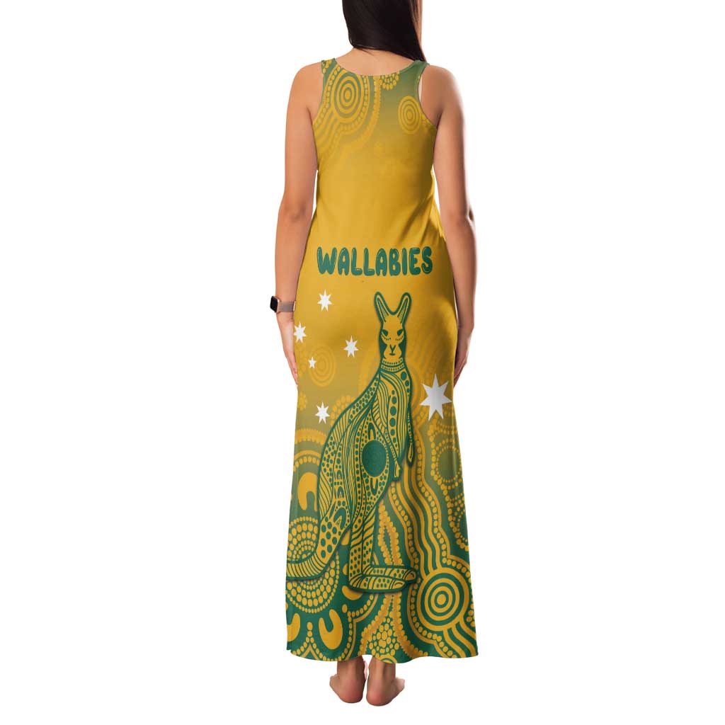 Australia Rugby Family Matching Tank Maxi Dress and Hawaiian Shirt Wallabies Aboriginal Pattern