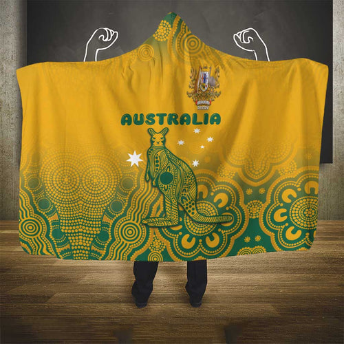 Australia Rugby Hooded Blanket Wallabies Aboriginal Pattern