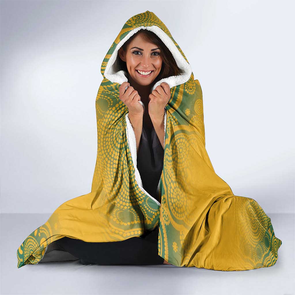 Australia Rugby Hooded Blanket Wallabies Aboriginal Pattern