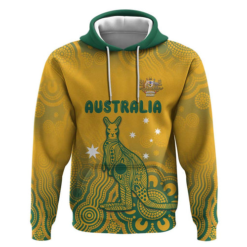 Australia Rugby Hoodie Wallabies Aboriginal Pattern