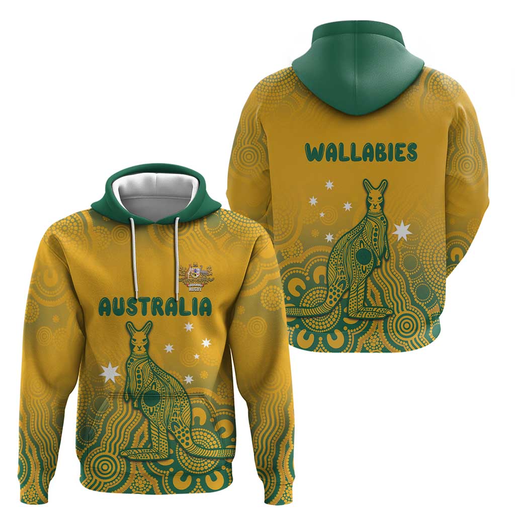 Australia Rugby Hoodie Wallabies Aboriginal Pattern