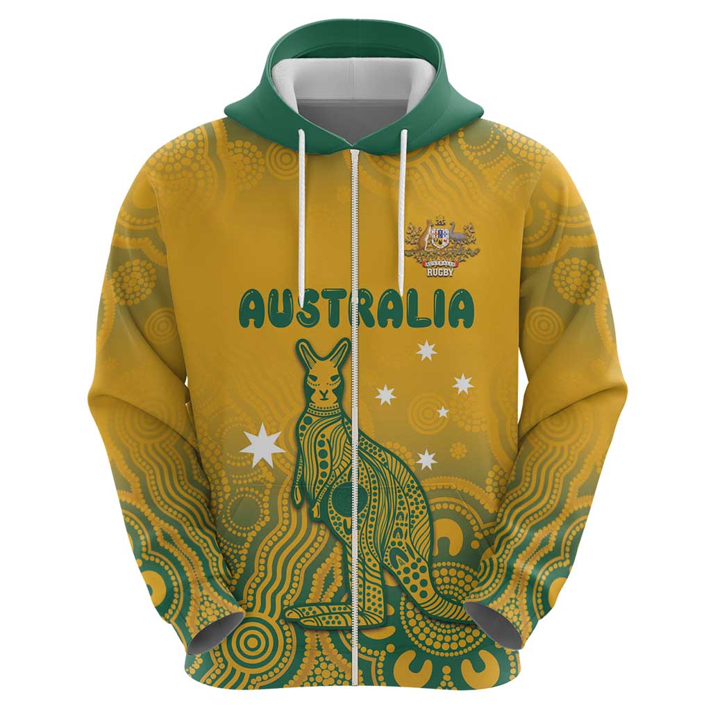 Australia Rugby Hoodie Wallabies Aboriginal Pattern