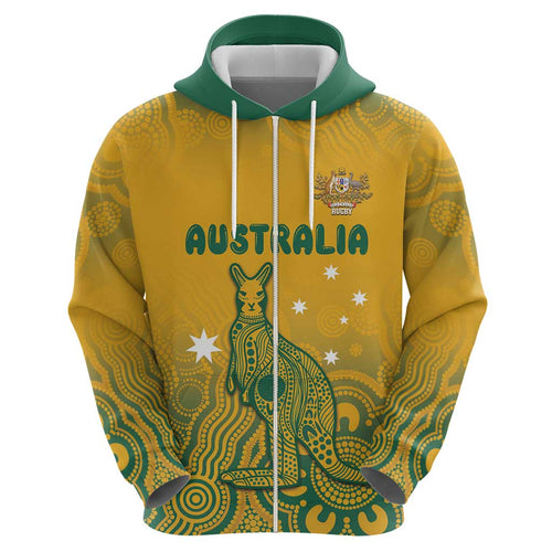 Australia Rugby Hoodie Wallabies Aboriginal Pattern
