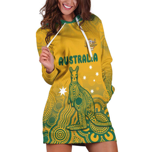 Australia Rugby Hoodie Dress Wallabies Aboriginal Pattern