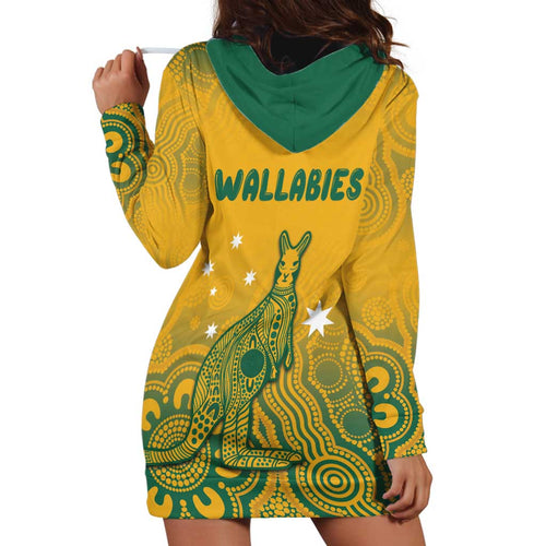 Australia Rugby Hoodie Dress Wallabies Aboriginal Pattern