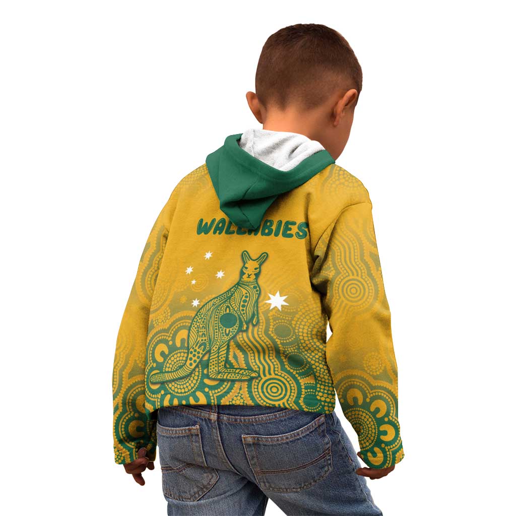 Australia Rugby Kid Hoodie Wallabies Aboriginal Pattern