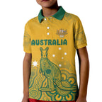 Australia Rugby Kid Polo Shirt Wallabies Aboriginal Pattern