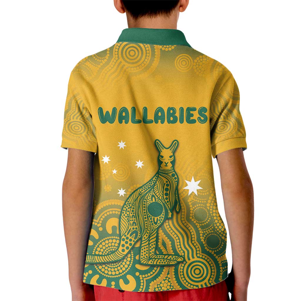 Australia Rugby Kid Polo Shirt Wallabies Aboriginal Pattern