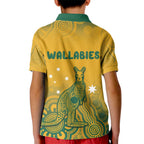Australia Rugby Kid Polo Shirt Wallabies Aboriginal Pattern