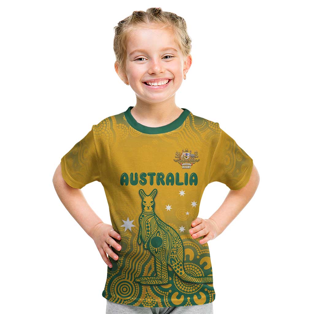 Australia Rugby Kid T Shirt Wallabies Aboriginal Pattern