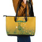 Australia Rugby Leather Tote Bag Wallabies Aboriginal Pattern