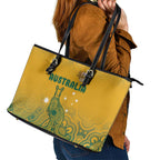 Australia Rugby Leather Tote Bag Wallabies Aboriginal Pattern