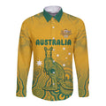Australia Rugby Long Sleeve Button Shirt Wallabies Aboriginal Pattern