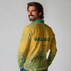 Australia Rugby Long Sleeve Polo Shirt Wallabies Aboriginal Pattern