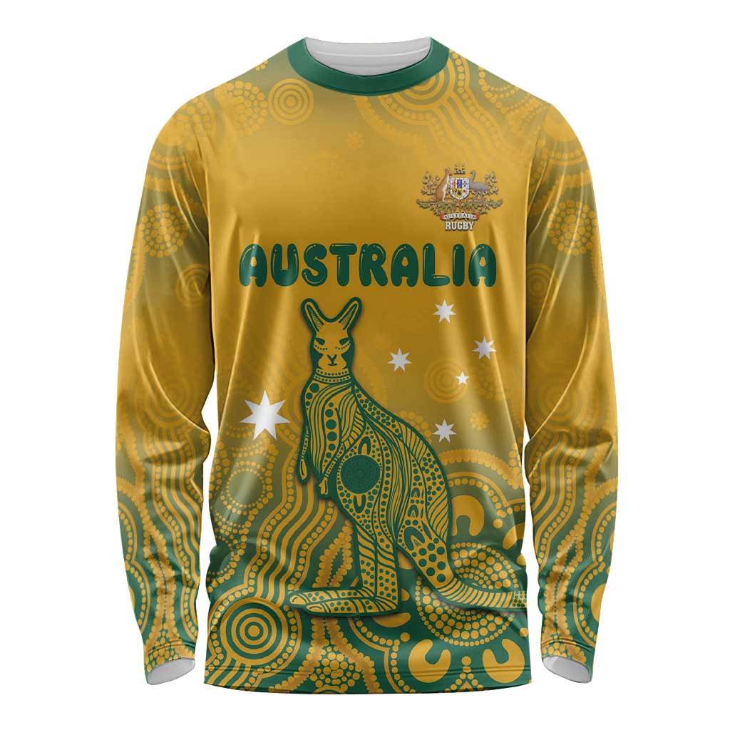 Australia Rugby Long Sleeve Shirt Wallabies Aboriginal Pattern