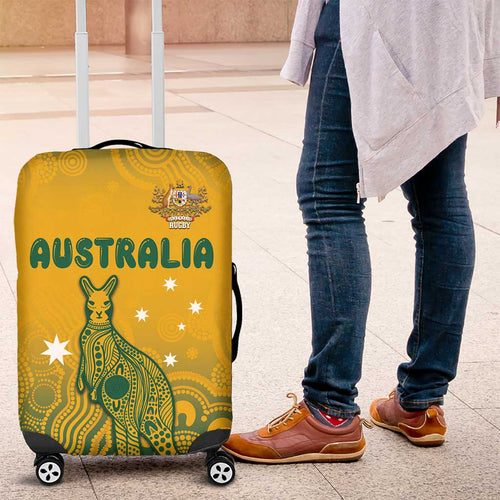 Australia Rugby Luggage Cover Wallabies Aboriginal Pattern