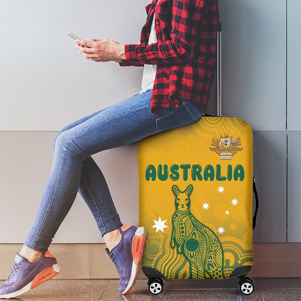 Australia Rugby Luggage Cover Wallabies Aboriginal Pattern