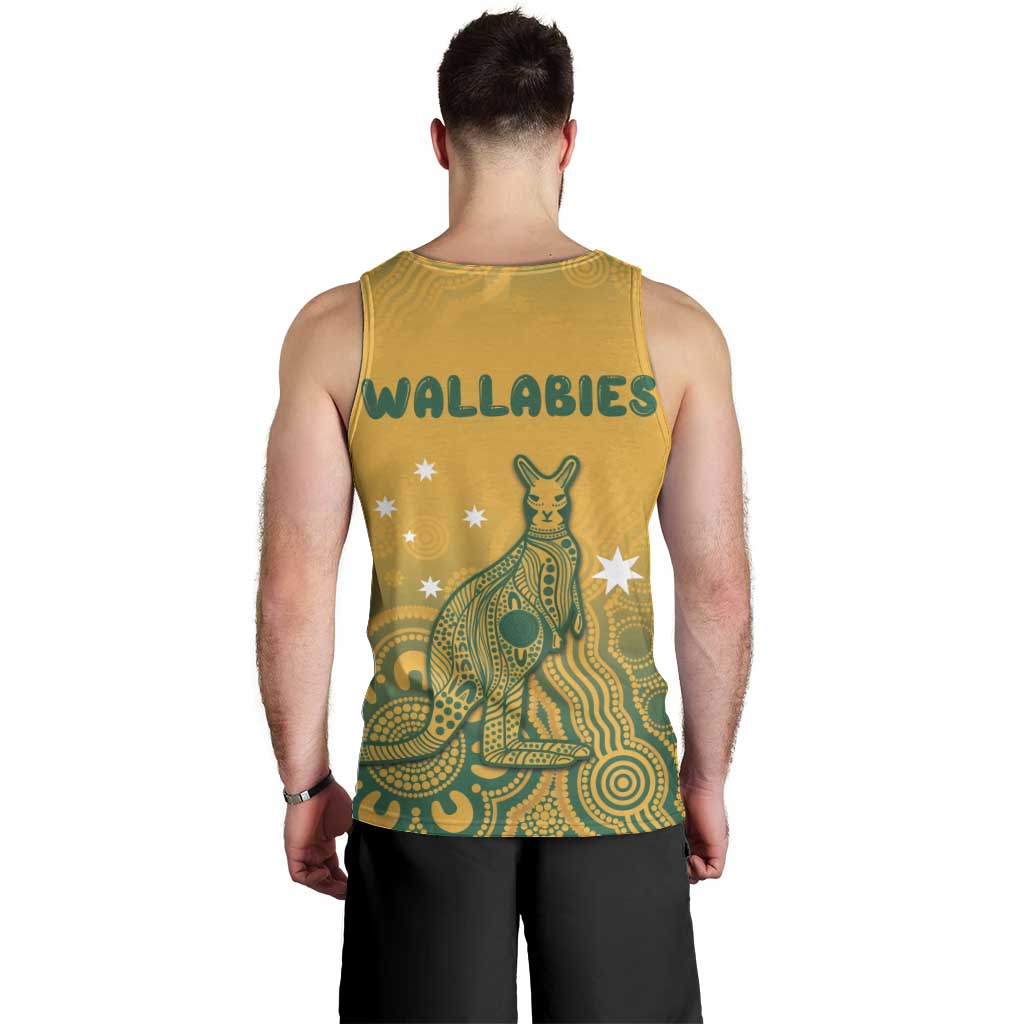 Australia Rugby Men Tank Top Wallabies Aboriginal Pattern