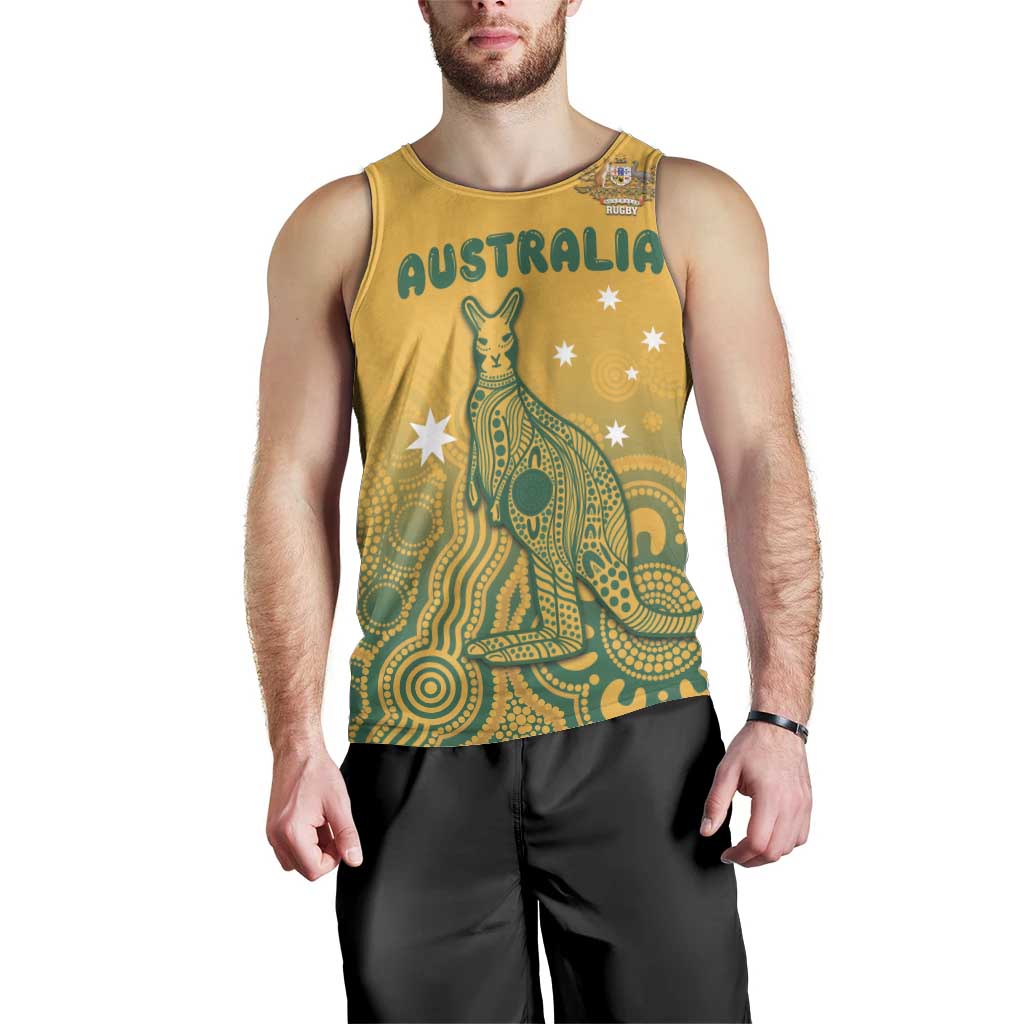 Australia Rugby Men Tank Top Wallabies Aboriginal Pattern