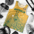 Australia Rugby Men Tank Top Wallabies Aboriginal Pattern