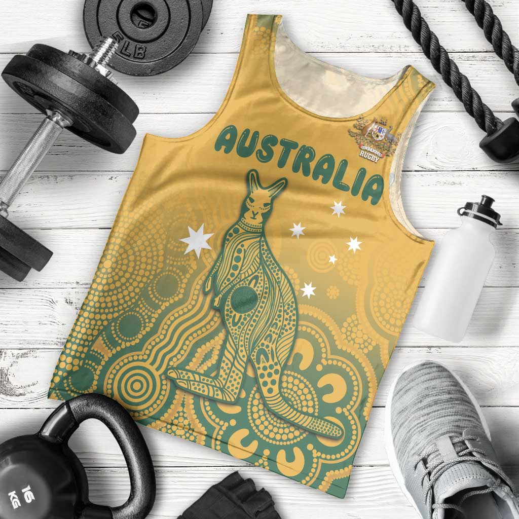 Australia Rugby Men Tank Top Wallabies Aboriginal Pattern