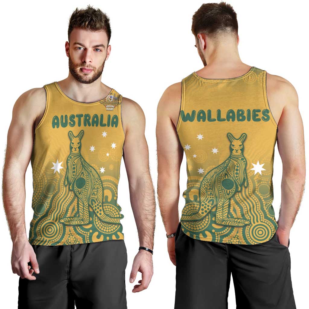 Australia Rugby Men Tank Top Wallabies Aboriginal Pattern