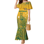 Australia Rugby Mermaid Dress Wallabies Aboriginal Pattern