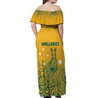 Australia Rugby Off Shoulder Maxi Dress Wallabies Aboriginal Pattern
