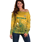 Australia Rugby Off Shoulder Sweater Wallabies Aboriginal Pattern