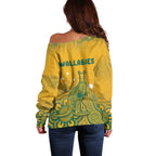 Australia Rugby Off Shoulder Sweater Wallabies Aboriginal Pattern