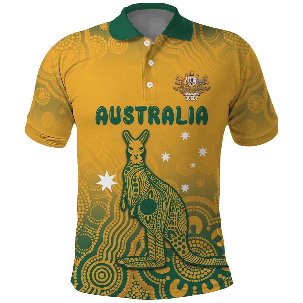 Australia Rugby Polo Shirt Wallabies Aboriginal Pattern