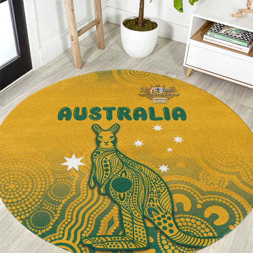Australia Rugby Round Carpet Wallabies Aboriginal Pattern