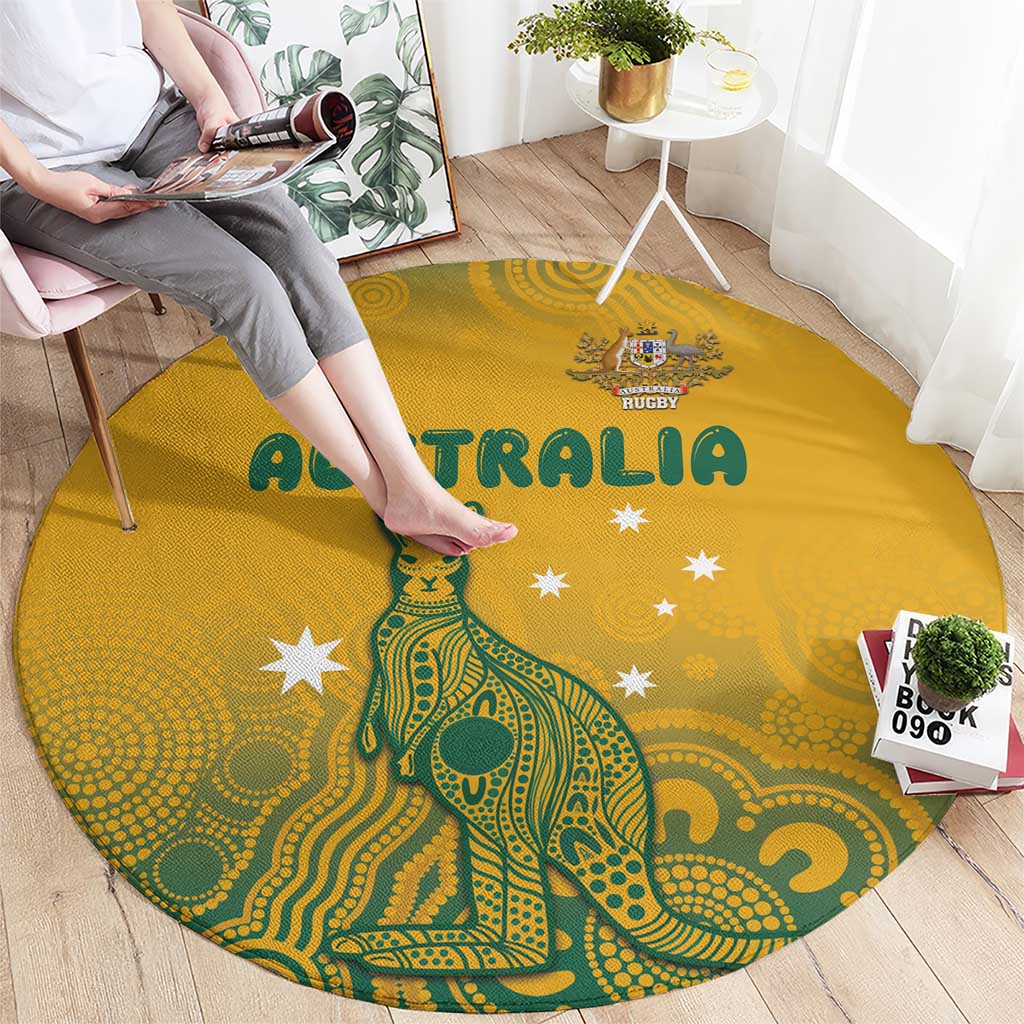 Australia Rugby Round Carpet Wallabies Aboriginal Pattern